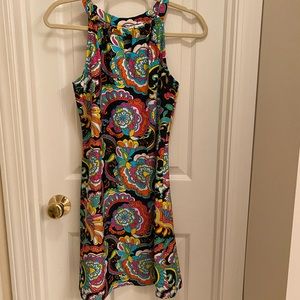 Jude Connally Lisa Colorful Psychedelic 60s Vibe Halter Dress Floral Paisley